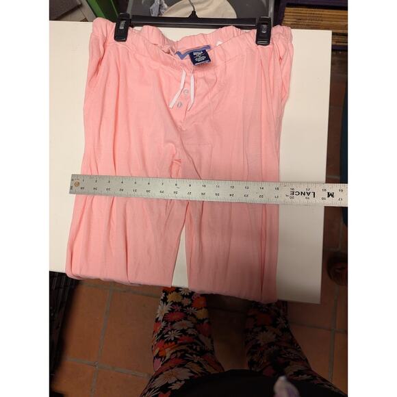 Bottoms Out Gal Size Medium Cotton Pajama Bottoms Drawstring waist Pink - Picture 2 of 7